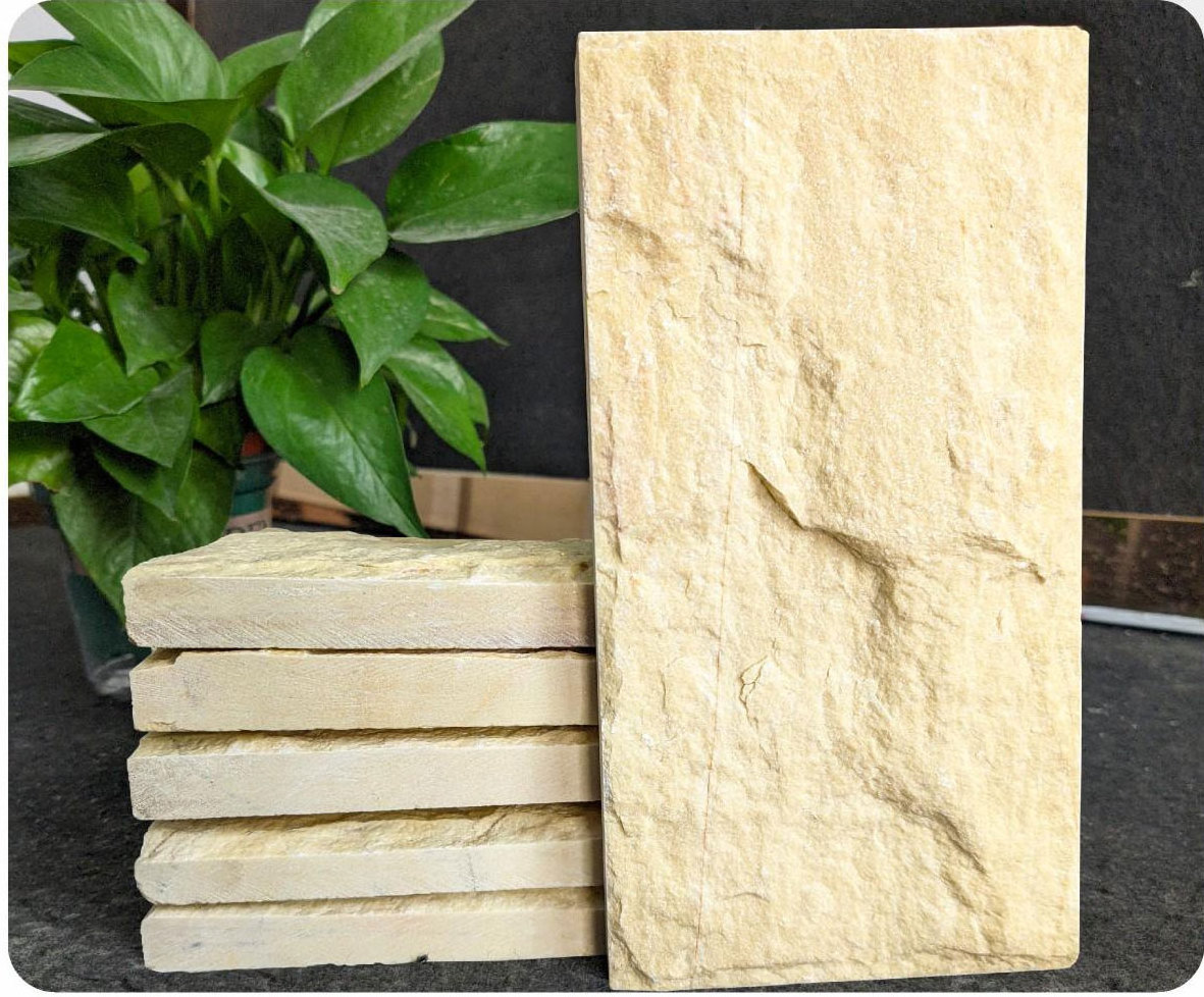 Outdoor rough textured beige stone tile for decoration wall cladding for villa hotel project facing brick