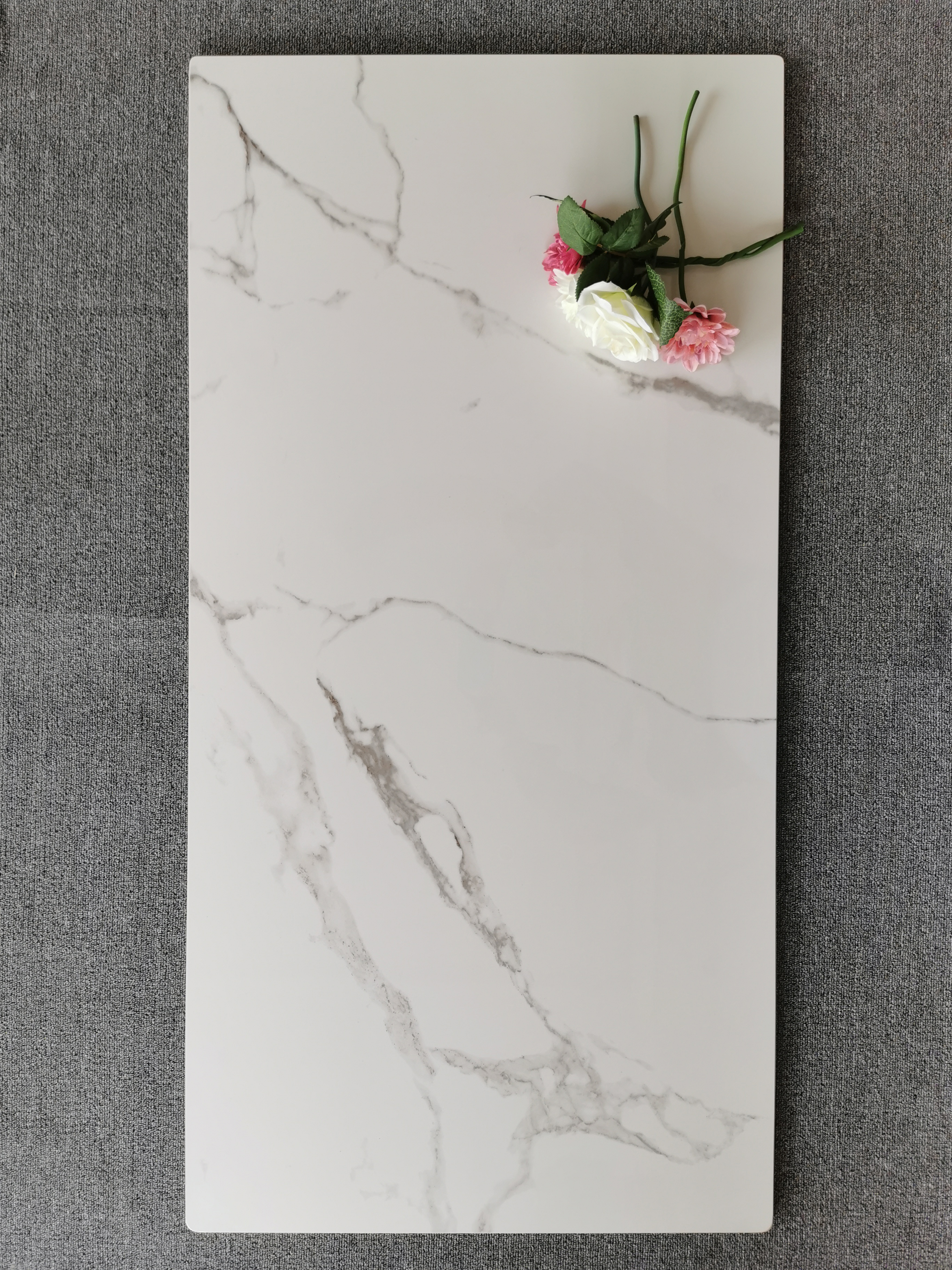 Eiffel New Product big size 600x1200mm Carrara white table top marble veneer tiles large format tiles porcelain countertop