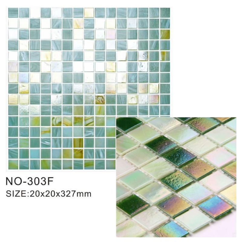 Hot sale decorative iridescent pink glass mosaic tile for wall of bathroom and kitchen