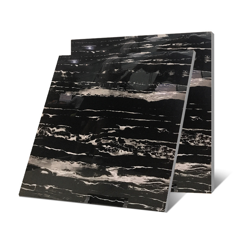 China manufacturer Eiffel 800x800mm jet glossy black wall and floor tiles for home living room