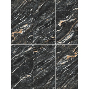 Building materials Black color gold and white drops floor interior porcelain tiles wave marble look floor tile for wholesale