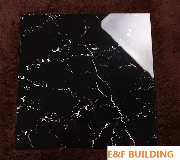 China manufacturer Eiffel 800x800mm jet glossy black wall and floor tiles for home living room