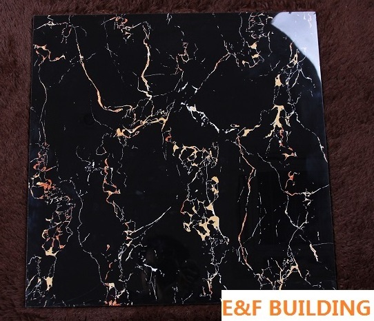 China manufacturer Eiffel 800x800mm jet glossy black wall and floor tiles for home living room