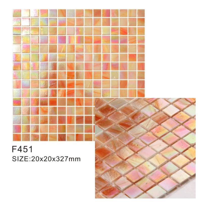 Hot sale decorative iridescent pink glass mosaic tile for wall of bathroom and kitchen