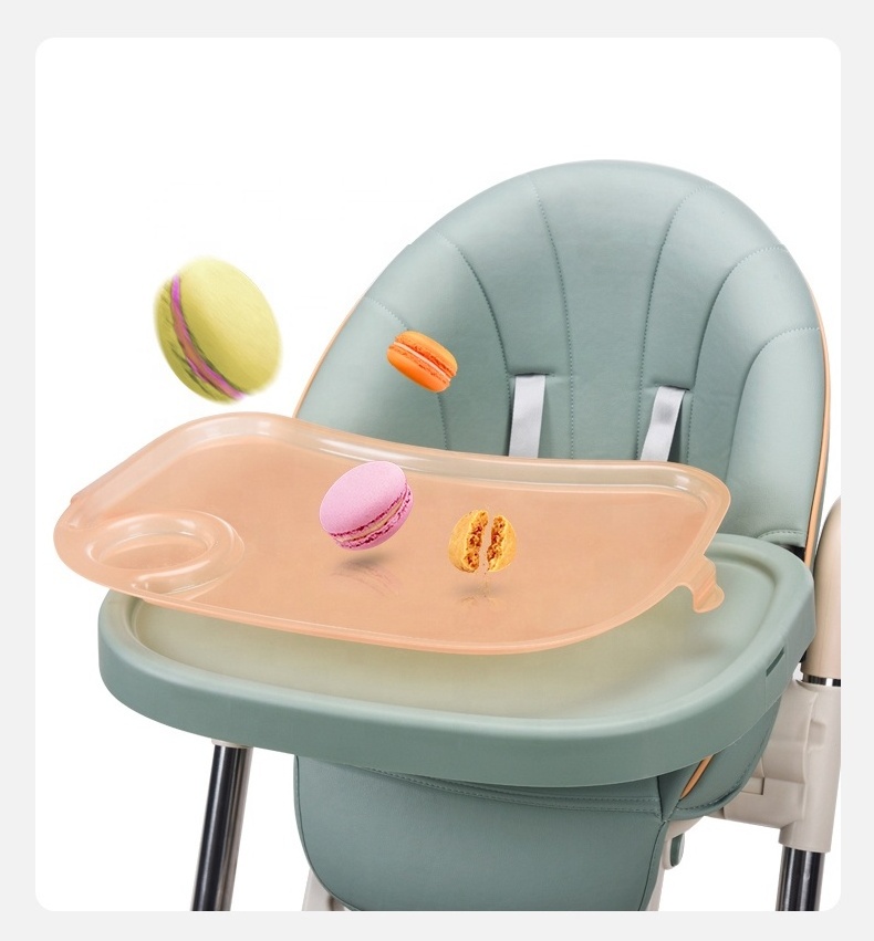 Baby feeding chair plastic foldable baby high chair portable folding kids chair children dining seat adjustable with wheels