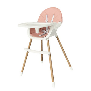 2021 Baby Eat High Chair 3 In 1 Adjustable Wood Baby Highchair Multifunctional Hook On Baby Feeding Chair Bib Apron