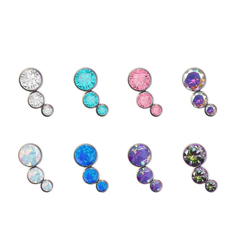 New arrival fashion G23 ASTM F136 titanium boho jewelry wholesale opal internal thread earings jewelry women