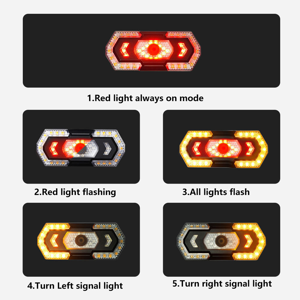 Night Safety Cycling 5 Light Modes Remote Control Turn Signal USB Rechargeable LED Bicycle Light IPX4 Bike Tail Lamp