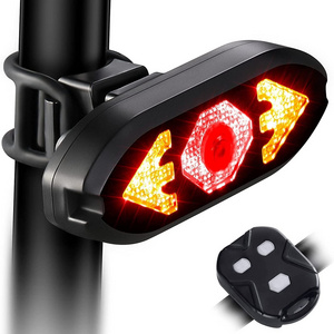 Night Safety Cycling 5 Light Modes Remote Control Turn Signal USB Rechargeable LED Bicycle Light IPX4 Bike Tail Lamp