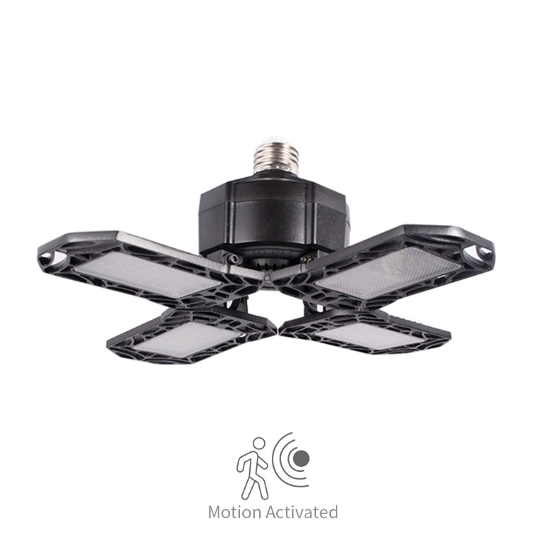 Explosive deformation four-leaf LED high bay light 100W wide pressure screw chandelier folding sensor garage light