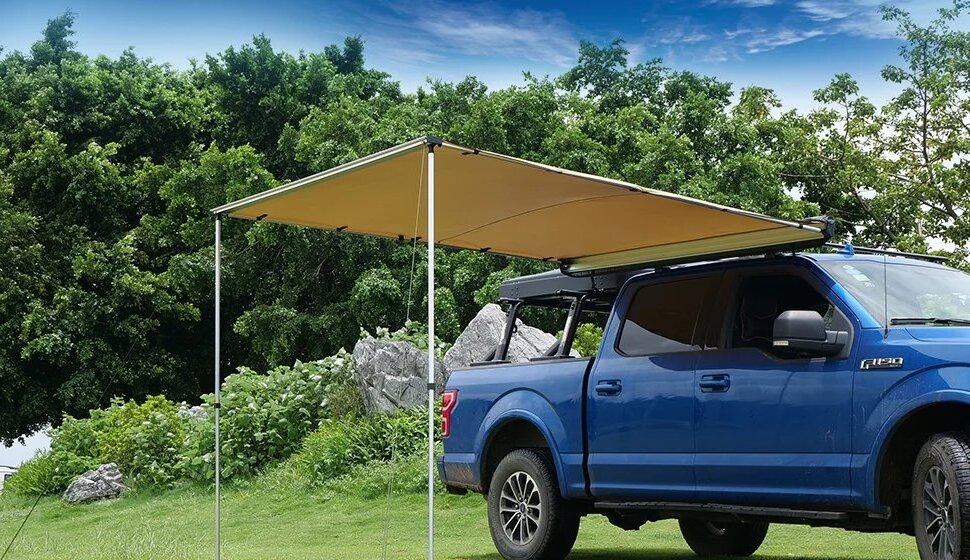 Easy install sunproof UV protection roof car 180 degree camper van side awning