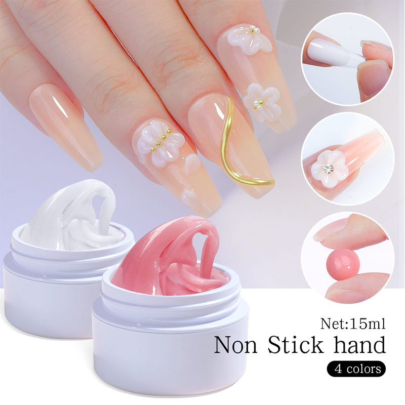 15ml Non-stick Hand Extension Nail Art Gel Solid Carving Flower Take Shaped UV Polish Glue Extend Poly Nail Charms Gel Manicure