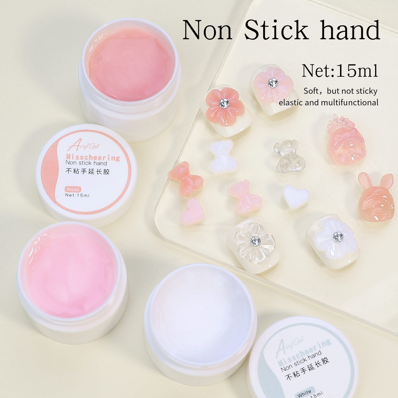 15ml Non-stick Hand Extension Nail Art Gel Solid Carving Flower Take Shaped UV Polish Glue Extend Poly Nail Charms Gel Manicure