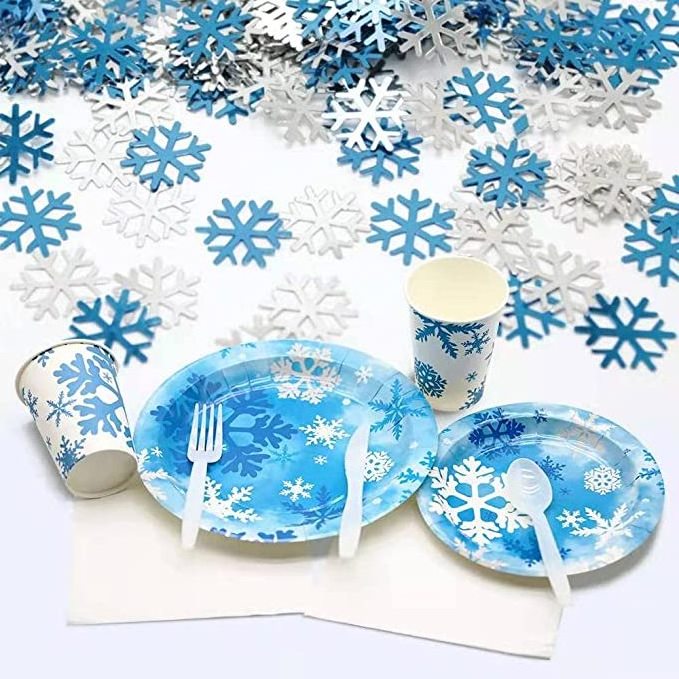 Winter Wonderland Princess Onederland Plates Cups Napkins frozen birthday party supplies Snowflake Decorations