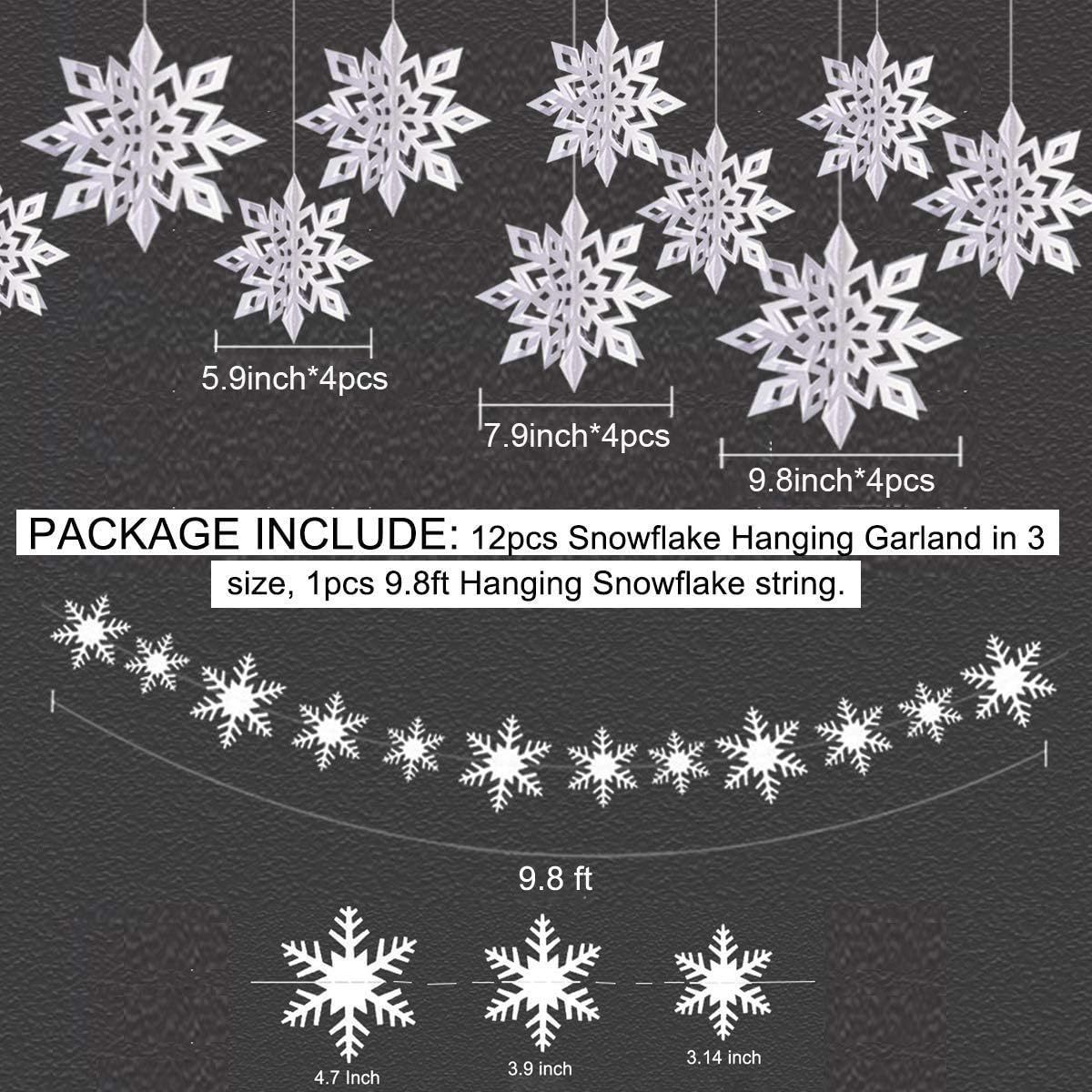 White Snowflake for Christmas Winter Wonderland Holiday Winter Christmas Hanging Snowflake Decorations Snowflakes Garland