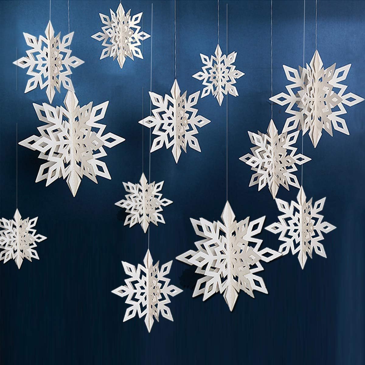 White Snowflake for Christmas Winter Wonderland Holiday Winter Christmas Hanging Snowflake Decorations Snowflakes Garland