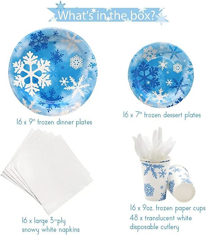 Winter Wonderland Princess Onederland Plates Cups Napkins frozen birthday party supplies Snowflake Decorations