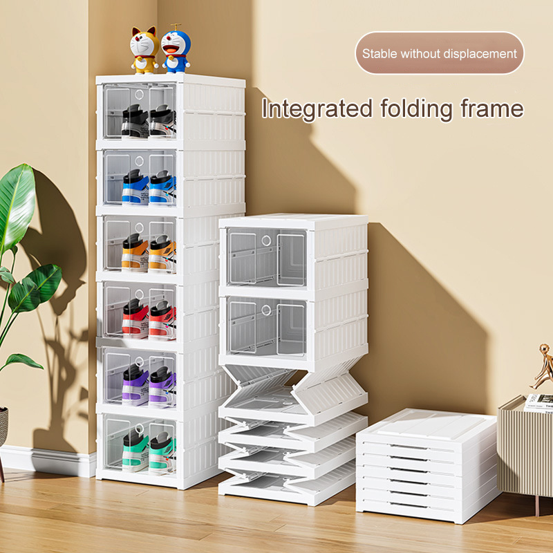 Custom Combination Folding Shoe box Plastic Clear Shoe Display Organizer Container Storage Boxes