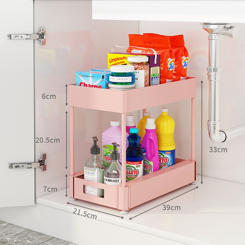 Stackable 2-Tier Kitchen Cabinet Under Sink Organizer with Sliding Storage Basket Drawers