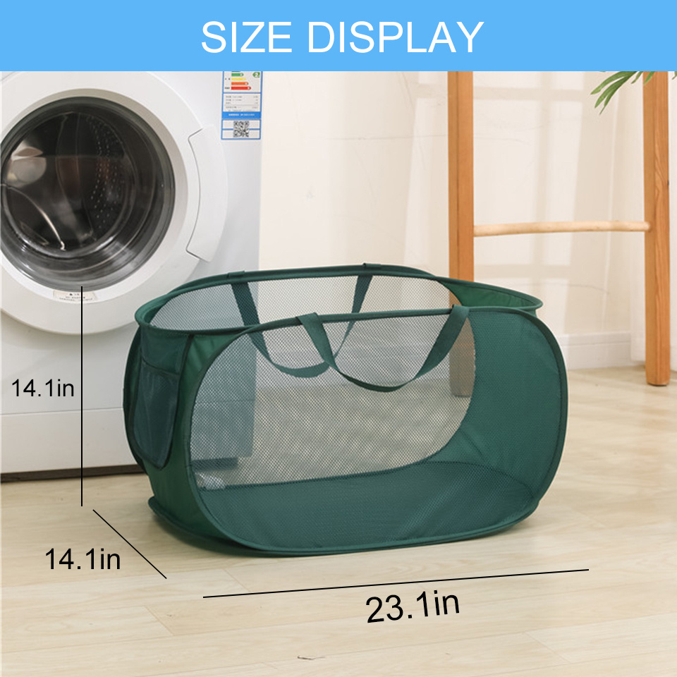 Washing Basket Clothes Storage Organizer Bags Boxes Mesh Collapsible Horizontal Laundry Hamper Basket