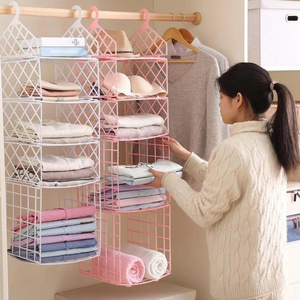 Hot-Selling Wardrobe Multilayer Shelving Storage Basket Hangers Closet Organizer Clothes Storage Bag