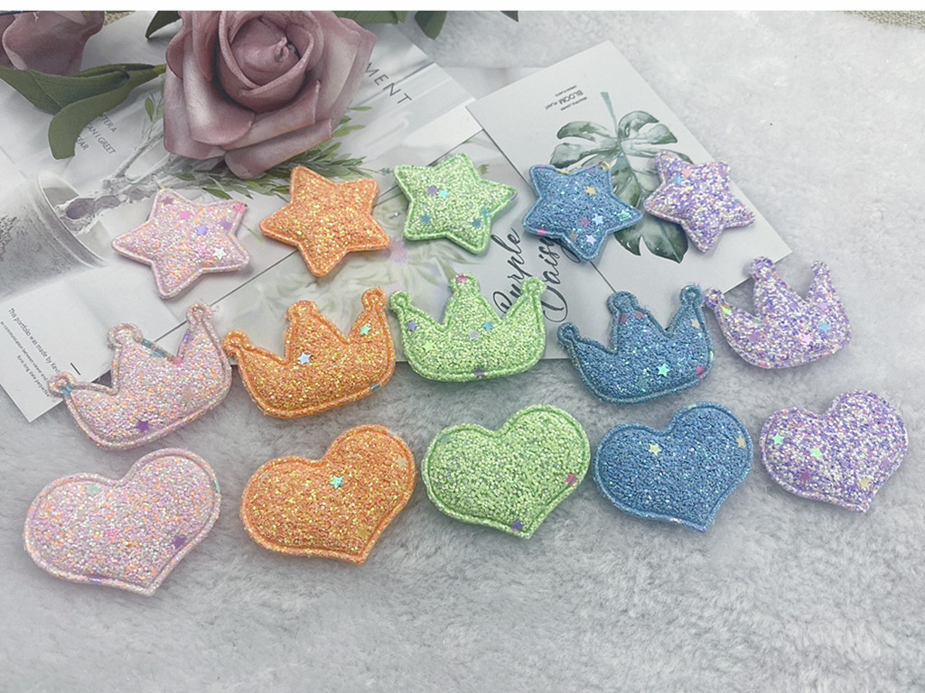 Manufacturers wholesale diy handmade headwear hair accessories Magic Color little glitter star love crown patch sequin