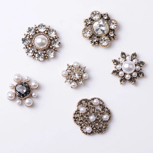 Vintage Metal Decorative DIY Hair Accessories Jewelry Making Pearl Rhinestone Flatback Buttons