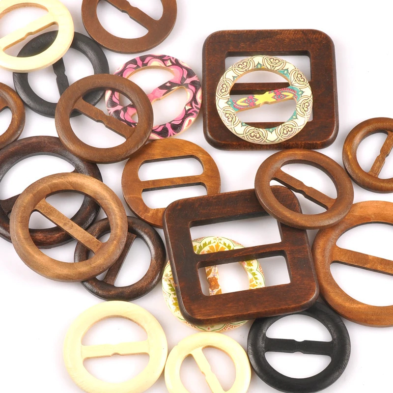 Wooden Round Ring Belt Buckle For Clothes Bag Accessories Apparel Garment Ornament Handmade DIY Accessories Windcoat Decor