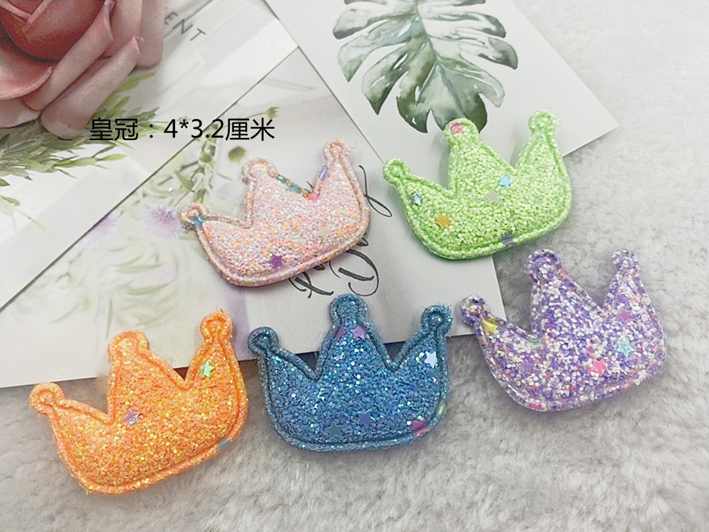 Manufacturers wholesale diy handmade headwear hair accessories Magic Color little glitter star love crown patch sequin