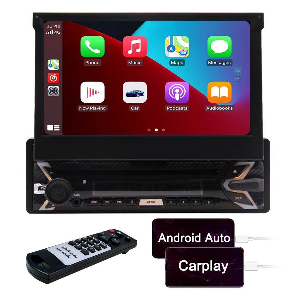 Universal single din 7 inch touch screen car cd dvd player bt5.0 wifi navigation autoradio 1 din android with wireless carplay