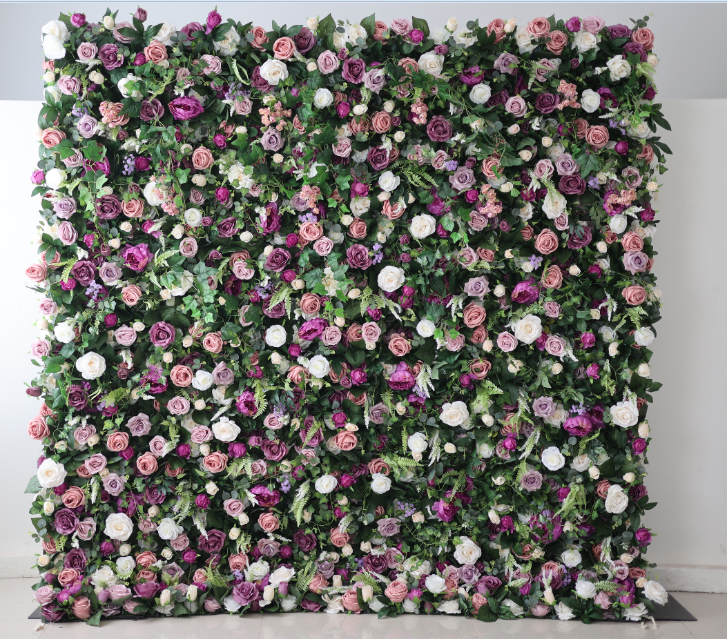 Event Party Wedding Decorations Flower Arrangement 3d Cloth Back Hanging Artificial Purple Pink White Flower Wall