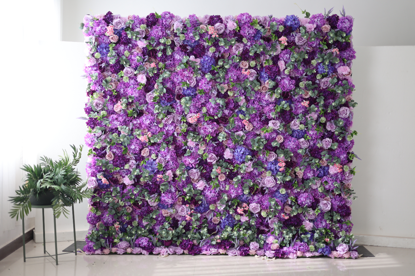 Event Party Wedding Decorations Flower Arrangement 3d Cloth Back Hanging Artificial Purple Pink White Flower Wall