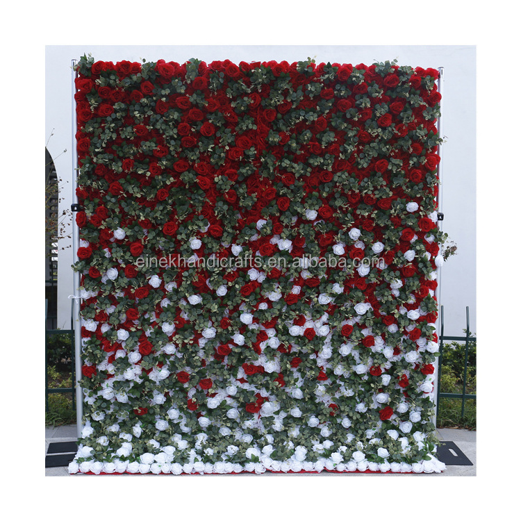 artificial red rose flower wall 5d wedding cloth decorations wedding backdrop red wall flowers wedding stage decoration