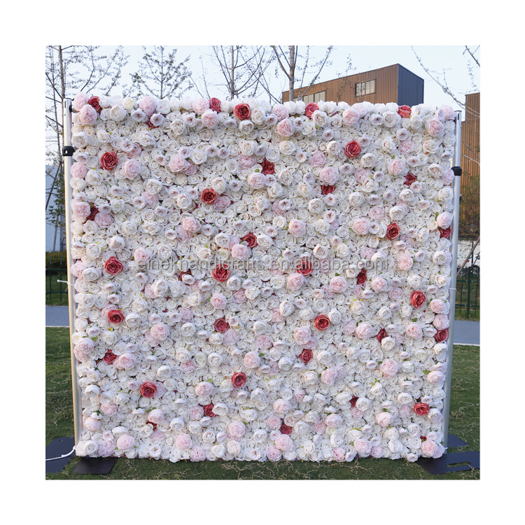 artificial red rose flower wall 5d wedding cloth decorations wedding backdrop red wall flowers wedding stage decoration