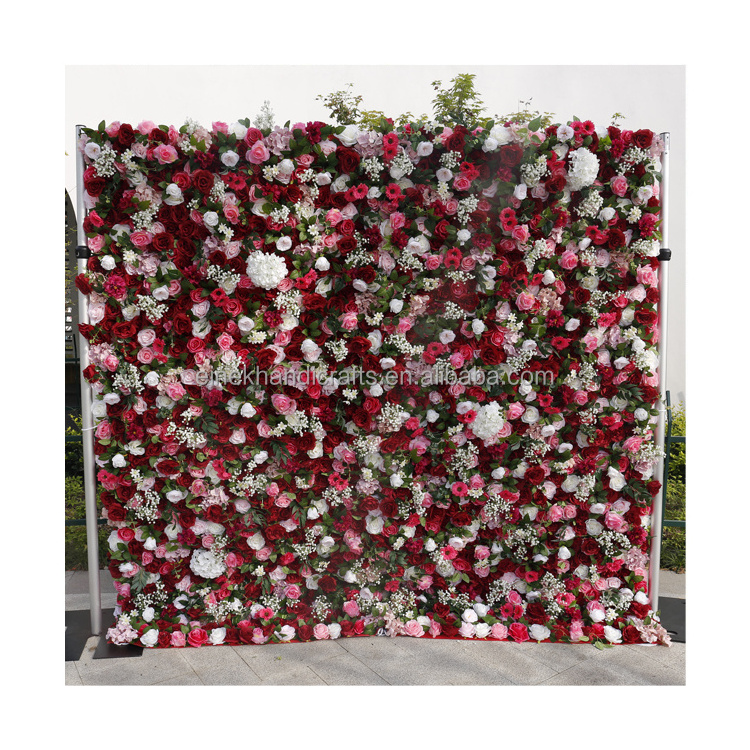 artificial red rose flower wall 5d wedding cloth decorations wedding backdrop red wall flowers wedding stage decoration