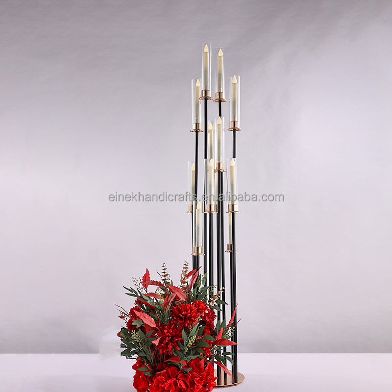 New Design Black Gold Candlestick Holders Black Wedding Candle Holder Centerpieces For Weddings