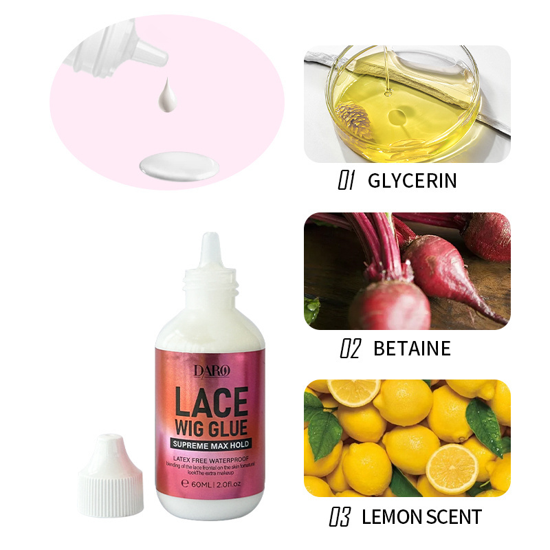 Custom logo hair bonding glue strong hold water proof lace front glue lace wig adhesive glue