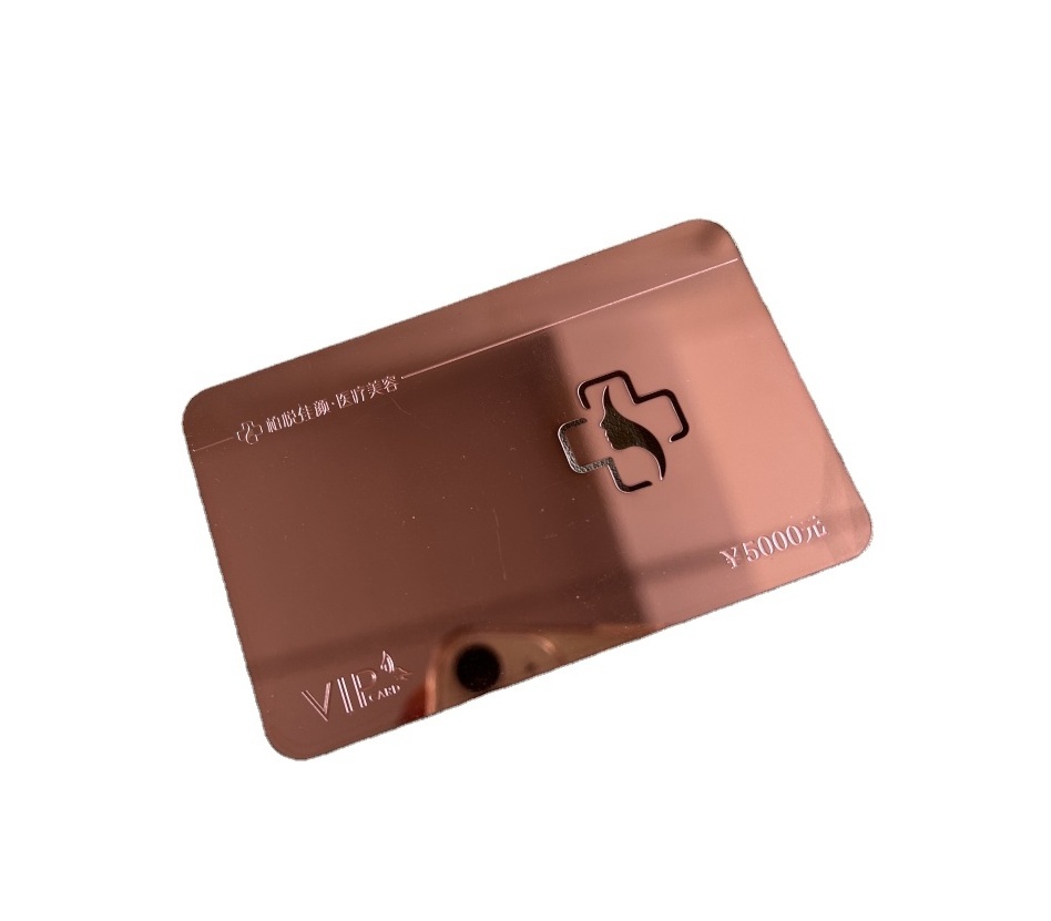 Custom Professional Luxury Unique Mirror Rose Gold Engraving Business Metal Card