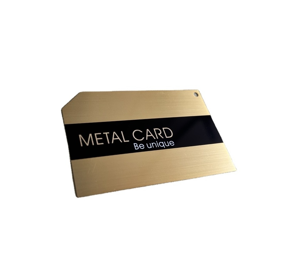 0.45mm Unique Silver Laser Machine Engraving Business Gold Text Metal Black Card