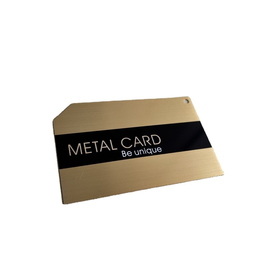 0.45mm Unique Silver Laser Machine Engraving Business Gold Text Metal Black Card