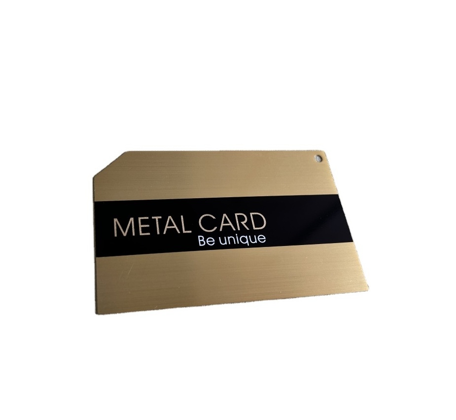 0.45mm Unique Silver Laser Machine Engraving Business Gold Text Metal Black Card