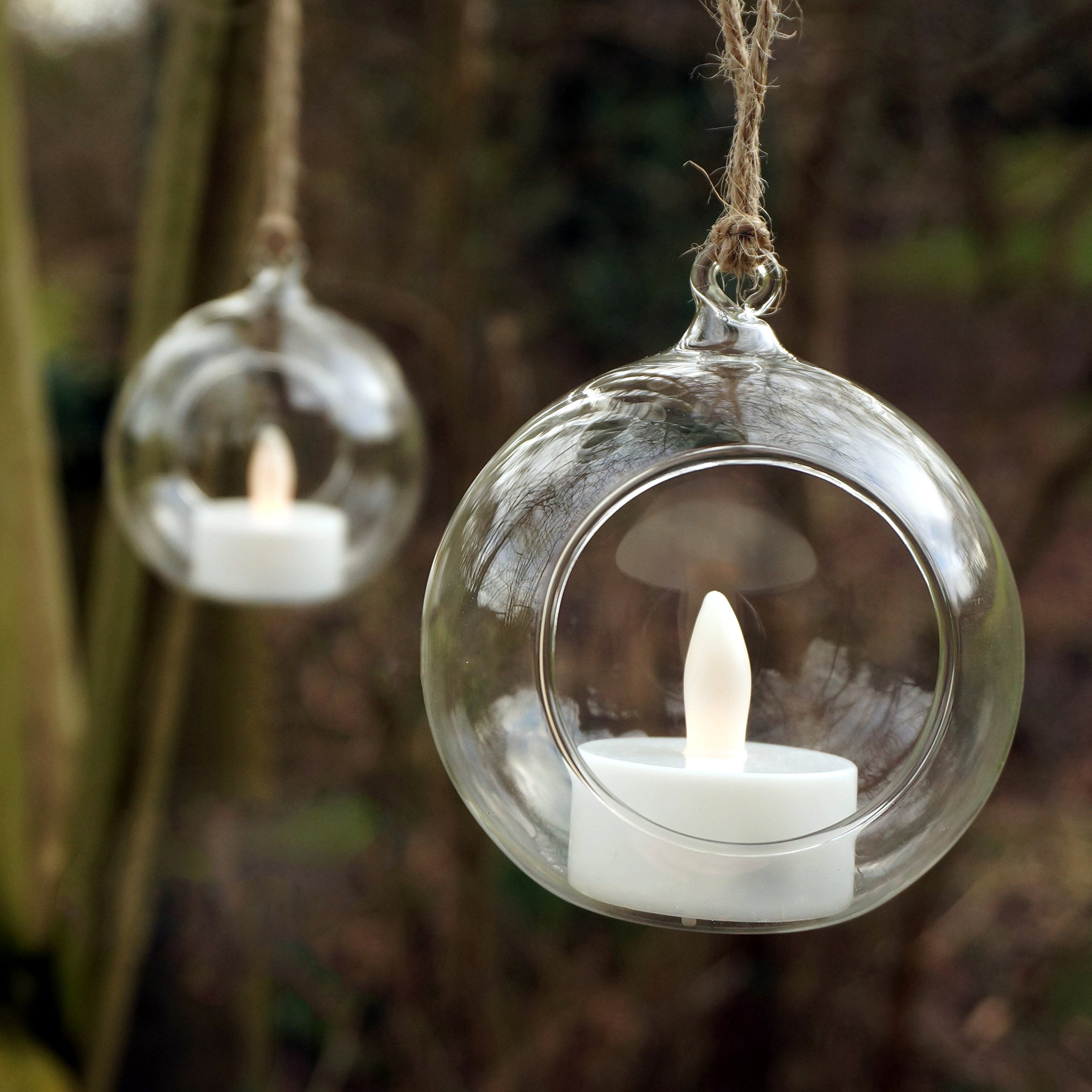 Valentine'S Day Hand Blown Glass Bubble Hanging Tealight Holders for Home Decor Indoor Outdoor Garden DIY Gifts