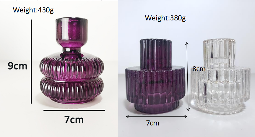 Wholesales Clear Ribbed Tea Light Unique Shape New Design Tapered Glass Candle Holder for Wedding Home Decoration