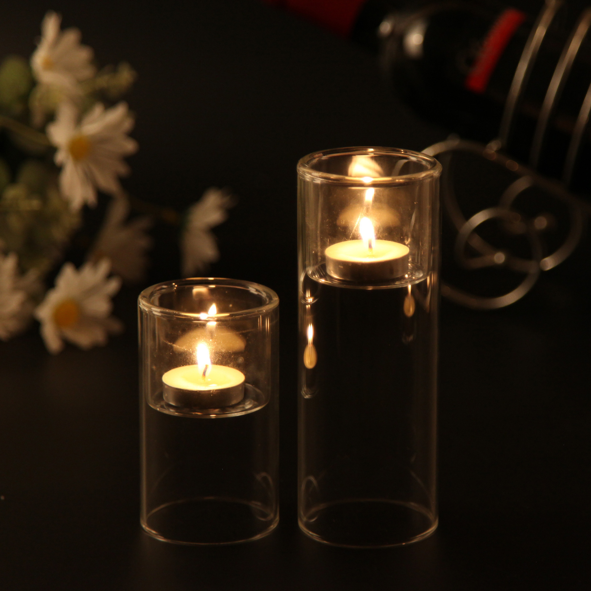 With Transparent Cover  LED Candles Holder 2023  Electronic Flameless LED Candles Holder Light Halloween Mini Wind Light