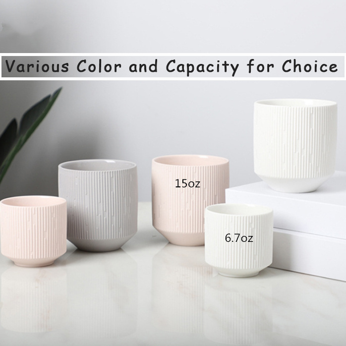 Wholesale White Black Pink Matte 6.7oz 15oz Empty Ceramic Candle Jar For Candle Making