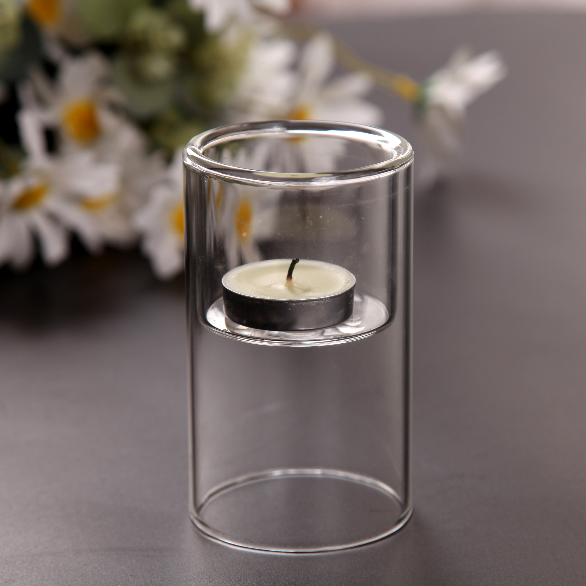 New Product Explosion Stock Clear Cylinder Candles Double Wall Wholesale Price Glass Jar Candle Holder for Wedding Kerzenglas