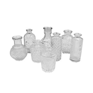 Vintage Mini Assorted Glass Centerpieces Bud Vases Set of 12 Small Clear Vases for Flowers Home Table Decorations in Bulk Modern