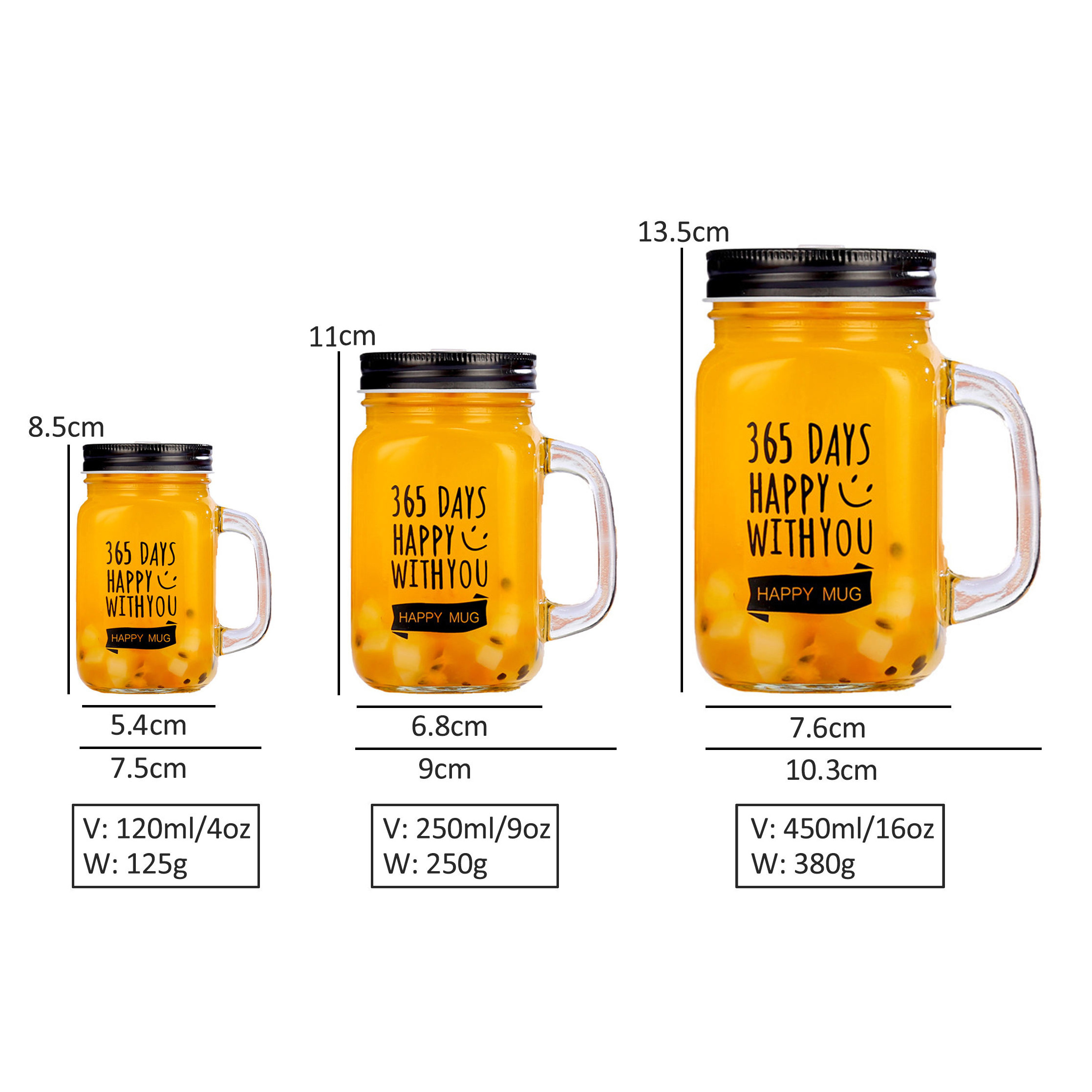 Mason Jar with Handle Custom Colored Drinking Water Beverage Glass 350ml 450ml Kitchen Party Square Modern Glass Mug 1000pcs >10