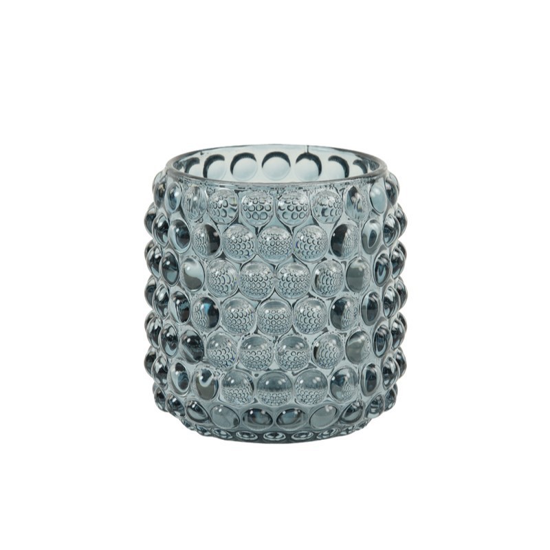 Factory custom diamond round shaped glass candlestick votive candle holders for home aromatherapy