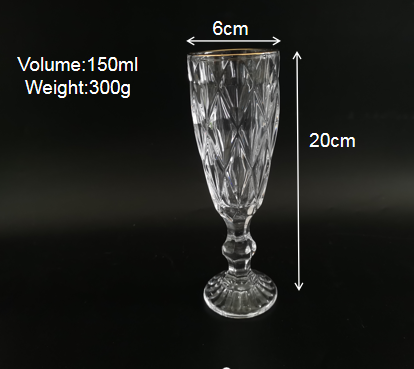 hot selling custom luxury clear water vintage goblets gold rim wine glasses